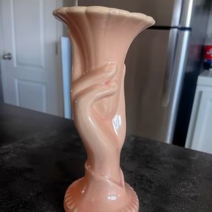 McCoy Vintage Hand Vase Boho Mid Century Pink McCoy
